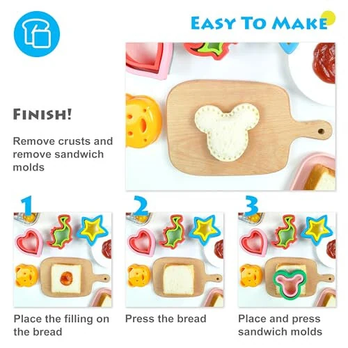 Sandwich Cutter and Sealer, Sandwich Cutter for Kids 5 PCS（BIG）, Decruster Sandwich Maker, Great for Lunchbox and Bento Box - Boys and Girls Kids Lunch - 9