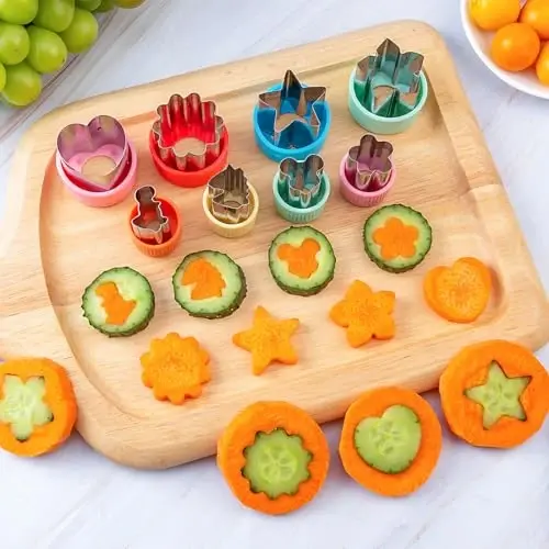 Sandwich Cutters for Kids Lunch 12 Pcs, Kimfead Cookie Cutters Set, Vegetable Fruit Cutters Shapes, Stainless Steel Biscuit Cutters, Dinosaur Mouse Heart Star - 5