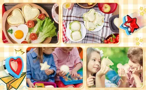 Sandwich Cutters for Kids Lunch,Sandwich Cutter and Sealer,Sandwich Cutter Set,Kids Lunch Accessories-Vegetable Fruit Cutter Set,Micky Mouse,Dinosaur,Star,Gingerbread Man Shapes - 5