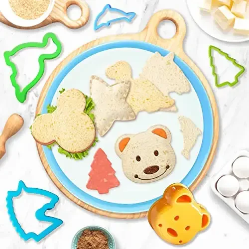 Sandwich Cutters for Kids Lunch,Sandwich Cutter and Sealer,Sandwich Cutter Set,Kids Lunch Accessories-Vegetable Fruit Cutter Set,Micky Mouse,Dinosaur,Star,Gingerbread Man Shapes(45PCS) - 3