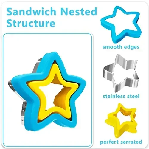 Sandwich Cutters for Kids Lunch,Sandwich Cutter and Sealer,Sandwich Cutter Set,Kids Lunch Accessories-Vegetable Fruit Cutter Set,Micky Mouse,Dinosaur,Star,Gingerbread Man Shapes(45PCS) - 5