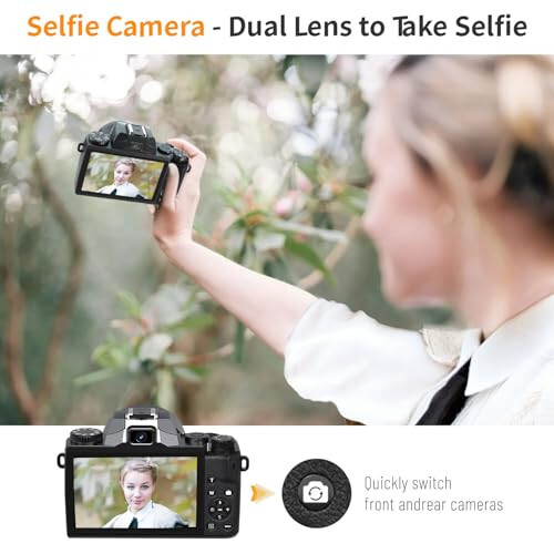 Saneen Digital Camera, 4k Cameras for Photography, 64MP WiFi Touch Screen Vlogging Camera with Flash, 32GB Card, Lens Hood,3000mAH Battery, Front and Rear Cameras,Hot Shoe Interface Beginner - 6