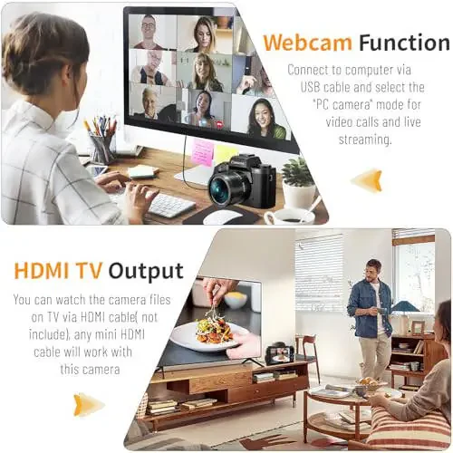 Saneen Raqamli Kamerasi, Fotografiya Uchun 8k Kameralar, Fleshli 64MP WiFi Tegin Ekran Vlogging Kamerasi, 32GB SD Karta, Linza Qopqog'i, 3000mAH Batareya, Oldingi va Orqa Kameralar, Issiq Poyafzal Interfeysi Boshlang'ich - 2