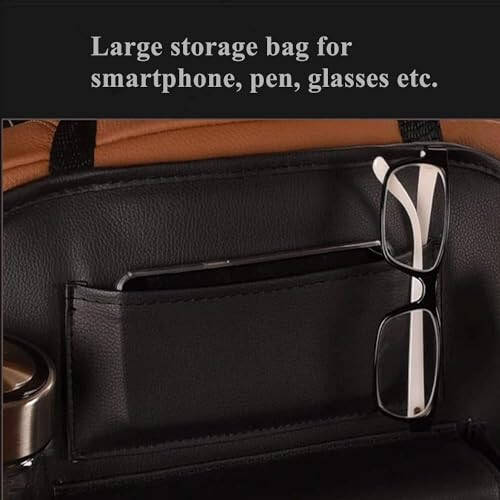 SANMITTI 2 Pack PU Leather Premium Car SeatBack Organizer Travel Accessories Kick mats Back seat Protector and Cup Holder Holder Universal Use Seat Covers Black - 7