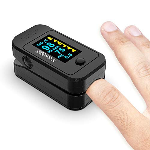 Santamedical Dual Color OLED Pulse Oximeter Fingertip, Blood Oxygen Saturation Monitor (SpO2) with Case, Batteries and Lanyard - 3