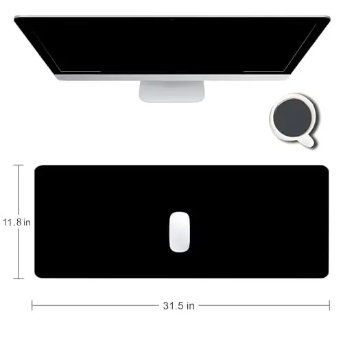 SANWUMIAN Black Large Gaming Mouse Pad with Stitched Edges, Desk Pad Extended Keyboard Mat, Non-Slip Rubber Base Mousepads for Laptop, Office, Home, 31.5X11.8 inch - SANWUMIAN (1)