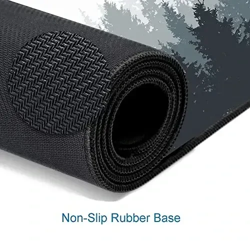 SANWUMIAN Gaming Mouse Pad Large, Keyboard Mouse Mat Desk Pad, Non-Slip Rubber Base with Stitched Edges Mousepad, 31.5X11.8 inch Misty Forest Tree - 4