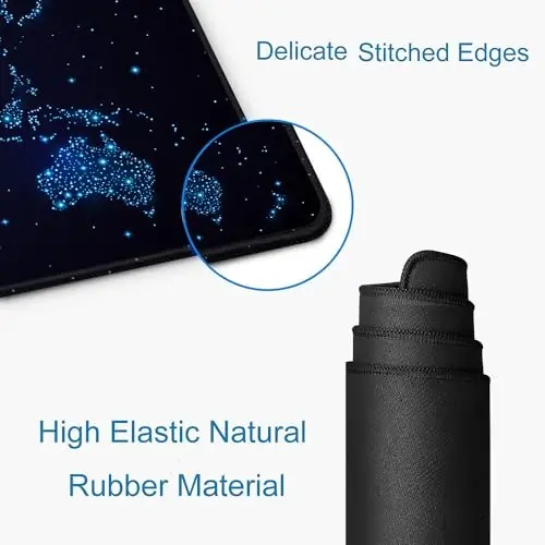 SANWUMIAN Large Gaming Mouse Pad with Stitched Edges, Desk Pad Extended Keyboard Mat, Non-Slip Rubber Base Mousepads for Laptop, Office, Home, 31.5X11.8 inch Galaxy World Map - 5