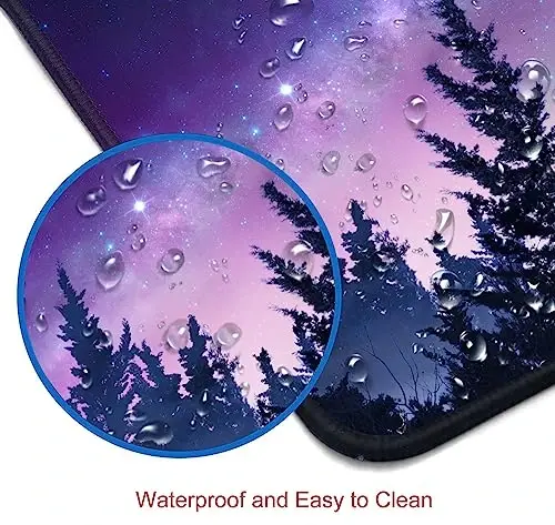 SANWUMIAN Gaming Large Mouse Pad with Stitched Edges, Galaxy Desk Mat, Extended Keyboard Pad, Non-Slip Rubber Base Desk Pad for Keyboard and Mouse, 31.5X11.8 inch, Moon Starry Sky - 5