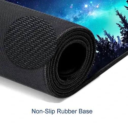 SANWUMIAN Gaming Large Mouse Pad with Stitched Edges, Galaxy Desk Mat, Extended Keyboard Pad, Non-Slip Rubber Base Desk Pad for Keyboard and Mouse, 31.5X11.8 inch, Moon Starry Sky - 4