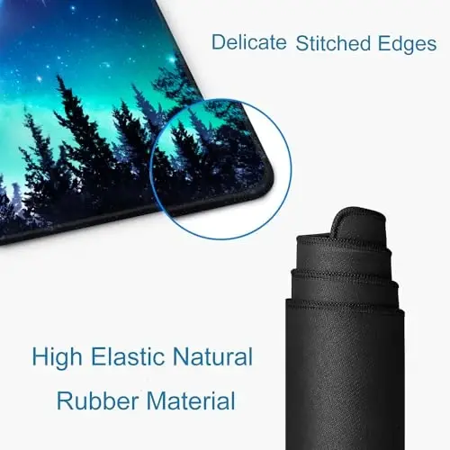 SANWUMIAN Gaming Large Mouse Pad with Stitched Edges, Galaxy Desk Mat, Extended Keyboard Pad, Non-Slip Rubber Base Desk Pad for Keyboard and Mouse, 31.5X11.8 inch, Moon Starry Sky - 3