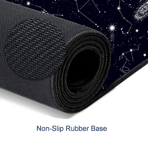 SANWUMIAN Large Gaming Mouse Pad with Stitched Edges, Black Constellation Desk Mat Extended Keyboard Pad, Non-Slip Rubber Base Desk Pad for Keyboard and Mouse, 31.5X11.8 inch, Sun and Moon - 4