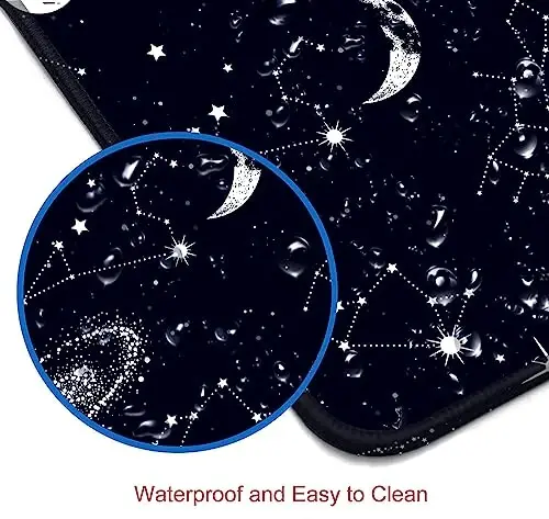 SANWUMIAN Large Gaming Mouse Pad with Stitched Edges, Black Constellation Desk Mat Extended Keyboard Pad, Non-Slip Rubber Base Desk Pad for Keyboard and Mouse, 31.5X11.8 inch, Sun and Moon - 5