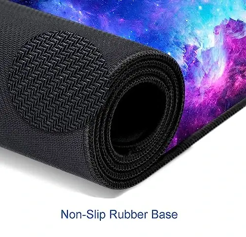 SANWUMIAN Gaming Large Mouse Pad with Stitched Edges, Purple Galaxy Desk Mat, Extended Keyboard Pad, Non-Slip Rubber Base Desk Pad for Keyboard and Mouse, 31.5X11.8 inch - 4