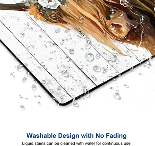 SANWUMIAN Floral Mouse Pad, Cute Flowers Mouse Pad, Square Mouse Mat Waterproof Mousepad Non-Slip Rubber Base Mouse Pads for Office Laptop Women, Cow - 4