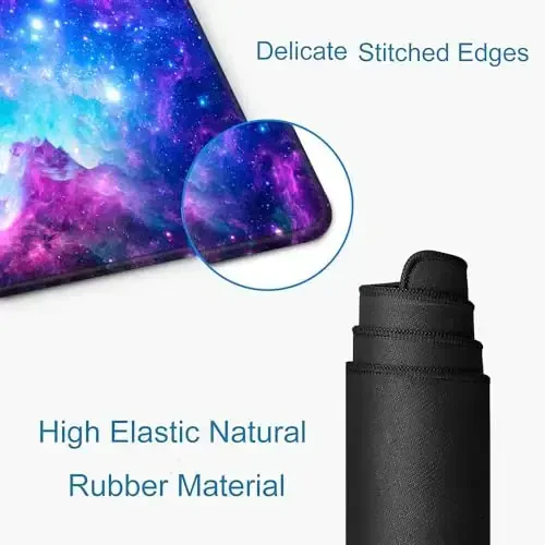 SANWUMIAN Gaming Large Mouse Pad with Stitched Edges, Purple Galaxy Desk Mat, Extended Keyboard Pad, Non-Slip Rubber Base Desk Pad for Keyboard and Mouse, 31.5X11.8 inch - 3