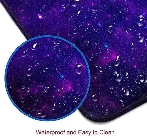 SANWUMIAN Gaming Large Mouse Pad with Stitched Edges, Purple Galaxy Desk Mat, Extended Keyboard Pad, Non-Slip Rubber Base Desk Pad for Keyboard and Mouse, 31.5X11.8 inch - 5