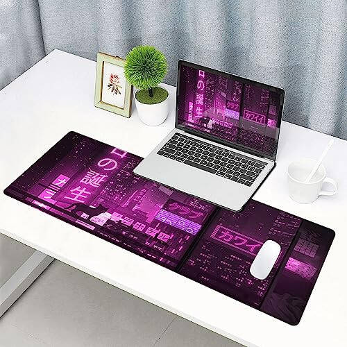 SANWUMIAN Gaming Mouse Pad, Large Anime Mouse Pads for Desk, Non-Slip Rubber Base Mousepad, Keyboard Mouse Mat Desk Pad with Stitched Edges, 31.5x11.8 inch - 6