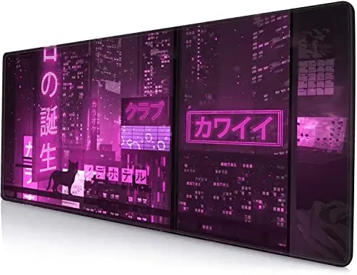 SANWUMIAN Gaming Mouse Pad, Large Anime Mouse Pads for Desk, Non-Slip Rubber Base Mousepad, Keyboard Mouse Mat Desk Pad with Stitched Edges, 31.5x11.8 inch - SANWUMIAN (1)