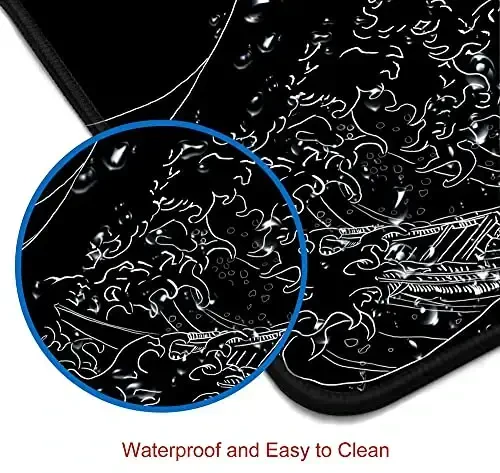 SANWUMIAN Gaming Mouse Pad, Large Mouse Pads for Desk, Non-Slip Rubber Base Mousepad, Keyboard Mouse Mat, Desk Pad with Stitched Edges, 31.5x11.8inch, The Great Wave Off Kanagawa - 4