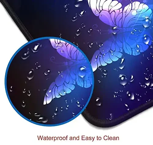 SANWUMIAN Gaming Mouse Pad, Large Mouse Pads for Women, Non-Slip Rubber Base Mousepad, Keyboard Mouse Mat, Desk Pad with Stitched Edges, 31.5x11.8inch, Purple Butterfly - 4