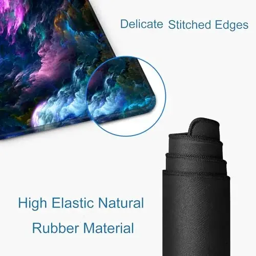 SANWUMIAN Gaming Mouse Pad, Large Non-Slip Rubber Base Mousepad, Keyboard Mouse Mat, Desk Pad with Stitched Edges, 31.5x11.8inch, Dazzling Galaxy - SANWUMIAN