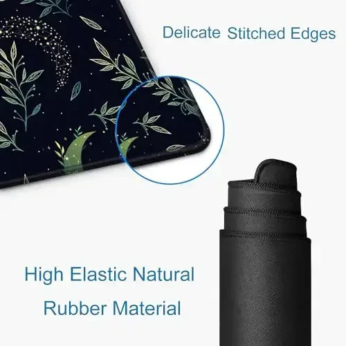 SANWUMIAN Gaming Mouse Pad, XXL Extended Computer Keyboard Long Mouse Mat, Large Desk Pad for Office Laptop, Non-Slip Rubber Base with Stitched Edge Mousepad, 31.5X11.8 inch Black Boho Magic Moon - 3