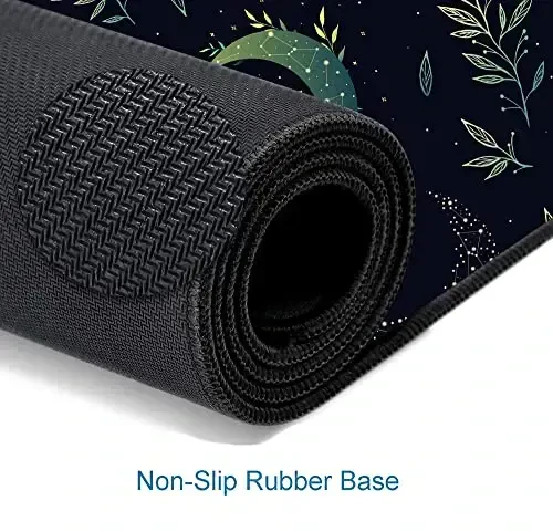 SANWUMIAN Gaming Mouse Pad, XXL Extended Computer Keyboard Long Mouse Mat, Large Desk Pad for Office Laptop, Non-Slip Rubber Base with Stitched Edge Mousepad, 31.5X11.8 inch Black Boho Magic Moon - 5