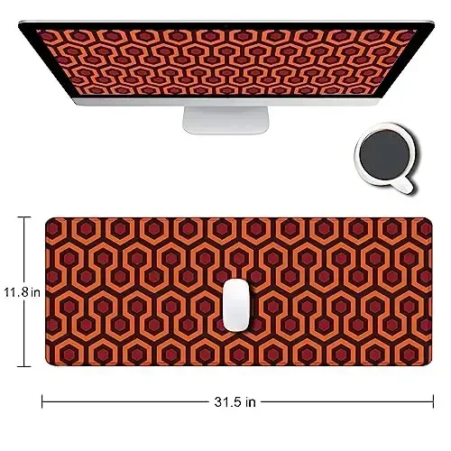 SANWUMIAN Gaming Mouse Pad, XXL Extended Computer Keyboard Long Mouse Mat, Large Desk Pad for Office Laptop, Non-Slip Rubber Base with Stitched Edge Mousepad, 31.5X11.8 inch Overlook Hotel Pattern - 2