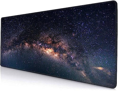 SANWUMIAN Geniş Oyun Mouse Pad'i Dikişli Kenarlı, Galaksi Masa Matı, Genişletilmiş XL Klavye Pedi, Kaymaz Kauçuk Tabanlı Masa Pedi Klavye ve Mouse İçin, 31.5X11.8 inç - 1