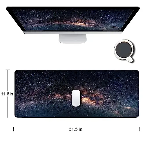 SANWUMIAN Large Gaming Mouse Pad with Stitched Edges, Galaxy Desk Mat, Extended XL Keyboard Pad, Non-Slip Rubber Base Desk Pad for Keyboard and Mouse, 31.5X11.8 inch - SANWUMIAN (1)
