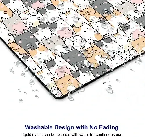 SANWUMIAN Kawaii Mouse Pad, Cute Cats Mouse Mat, Square Waterproof Non-Slip Rubber Base Computer MousePads for Desk Office Laptop - 5