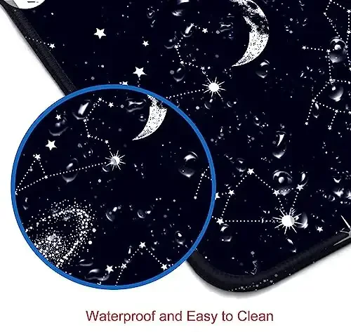 SANWUMIAN Large Gaming Mouse Pad with Stitched Edges, Black Constellation Desk Mat Extended Keyboard Pad, Non-Slip Rubber Base Desk Pad for Keyboard and Mouse, 31.5X11.8 inch, Sun and Moon - 5