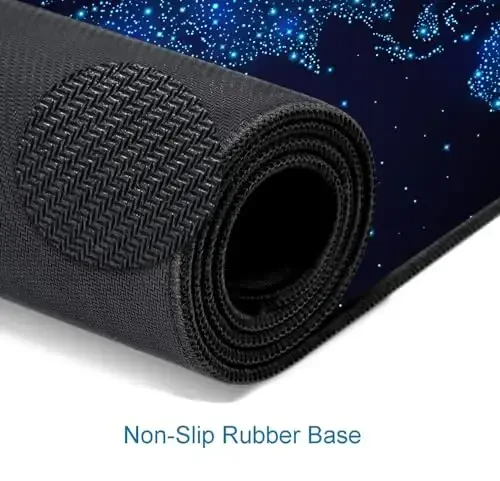 SANWUMIAN Large Gaming Mouse Pad with Stitched Edges, Desk Pad Extended Keyboard Mat, Non-Slip Rubber Base Mousepads for Laptop, Office, Home, 31.5X11.8 inch Galaxy World Map - 4