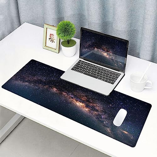 SANWUMIAN Large Gaming Mouse Pad with Stitched Edges, Galaxy Desk Mat, Extended XL Keyboard Pad, Non-Slip Rubber Base Desk Pad for Keyboard and Mouse, 31.5X11.8 inch - 6