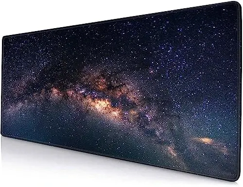 SANWUMIAN Large Gaming Mouse Pad with Stitched Edges, Galaxy Desk Mat, Extended XL Keyboard Pad, Non-Slip Rubber Base Desk Pad for Keyboard and Mouse, 31.5X11.8 inch - SANWUMIAN