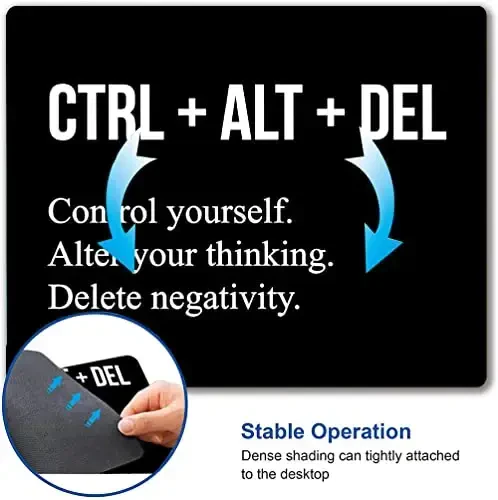 SANWUMIAN Motivational Mouse Pad, Black Inspirational Mouse Pad with Designs, Square Mouse Mat Waterproof Mousepad Non-Slip Rubber Base Mouse Pads for Office Laptop - 3