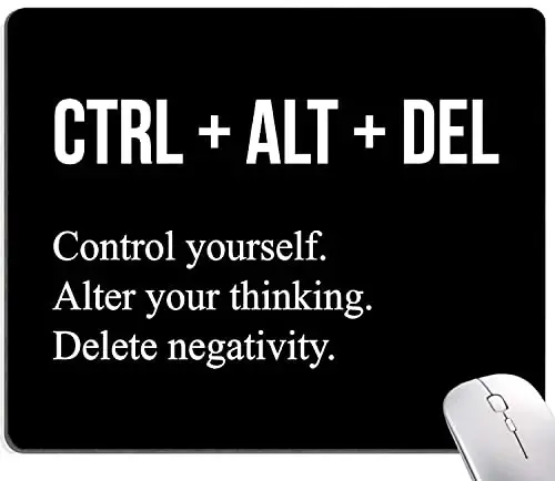SANWUMIAN Motivational Mouse Pad, Black Inspirational Mouse Pad with Designs, Square Mouse Mat Waterproof Mousepad Non-Slip Rubber Base Mouse Pads for Office Laptop 