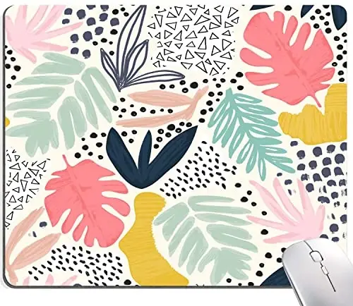 SANWUMIAN Mouse Pad, Abstract Leaves Mouse Pad, Square Mouse Mat Waterproof Non-Slip Rubber Base Mouse Pads - 1