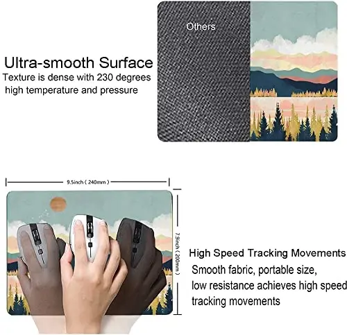 SANWUMIAN Mouse Pad, Abstrak Landshaft Mouse Pad, Kvadrat Sichqoncha Mat Suv o'tkazmaydigan Sichqoncha Non-Slip Kauchuk Bazasi Office Laptop uchun Pads, Zamonaviy San'at - 5