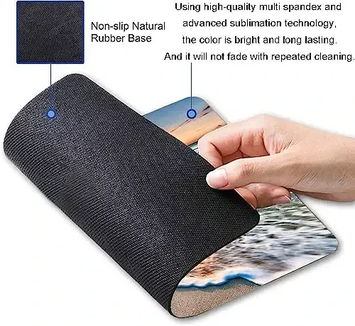 SANWUMIAN Mouse Pad, Beach Mouse Mat, Square Waterproof Non-Slip Rubber Base Computer MousePads for Desk Office Laptop - SANWUMIAN (1)
