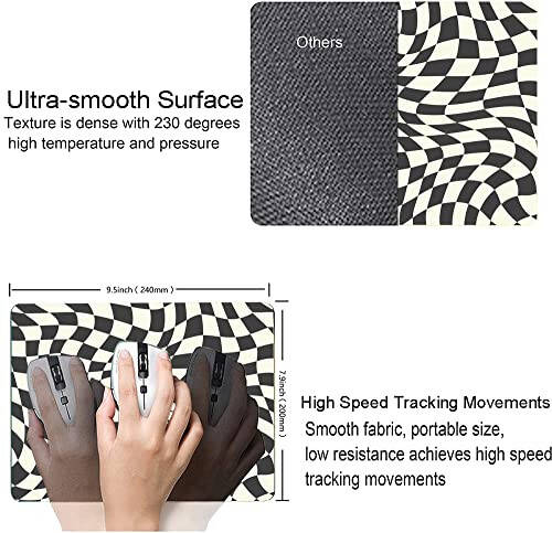 SANWUMIAN Mouse Pad, Black White Checkered Mouse Pad, Square Mouse Mat Waterproof Computer MousePad Non-Slip Rubber Base Mouse Pads for Office Laptop - 5