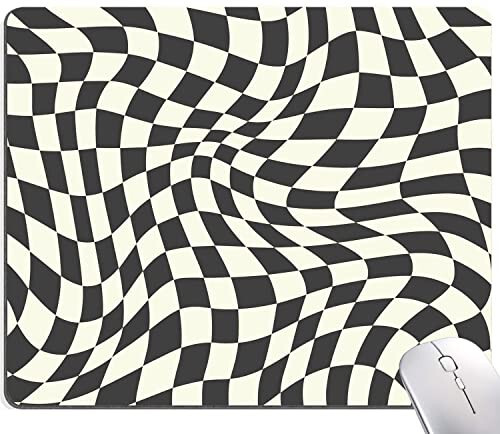 SANWUMIAN Mouse Pad, Black White Checkered Mouse Pad, Square Mouse Mat Waterproof Computer MousePad Non-Slip Rubber Base Mouse Pads for Office Laptop - SANWUMIAN