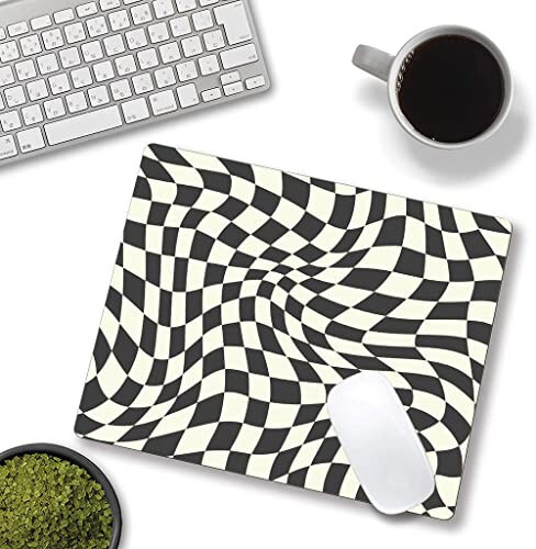 SANWUMIAN Mouse Pad, Black White Checkered Mouse Pad, Square Mouse Mat Waterproof Computer MousePad Non-Slip Rubber Base Mouse Pads for Office Laptop - SANWUMIAN (1)