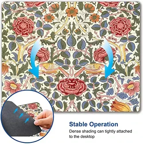 SANWUMIAN Mouse Pad, Floral Mouse Pad, Square Mouse Mat Waterproof Mousepad Non-Slip Rubber Base Mouse Pads for Office Laptop, William Morris Flowers - 3
