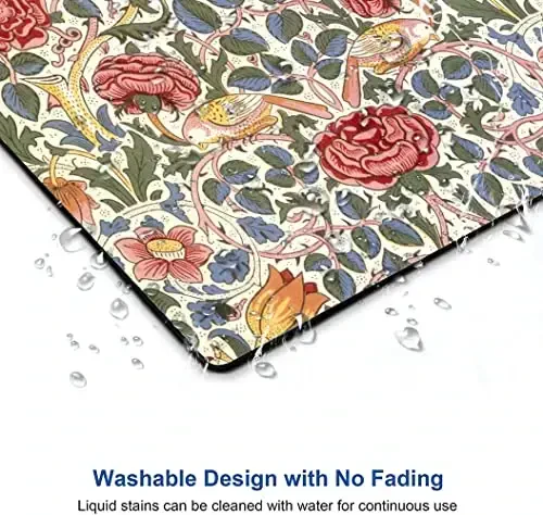 SANWUMIAN Mouse Pad, Floral Mouse Pad, Square Mouse Mat Waterproof Mousepad Non-Slip Rubber Base Mouse Pads for Office Laptop, William Morris Flowers - 4