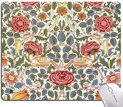 SANWUMIAN Mouse Pad, Floral Mouse Pad, Square Mouse Mat Waterproof Mousepad Non-Slip Rubber Base Mouse Pads for Office Laptop, William Morris Flowers - SANWUMIAN