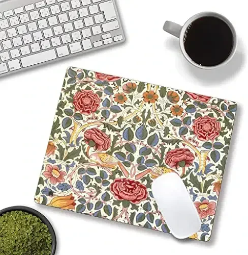 SANWUMIAN Mouse Pad, Floral Mouse Pad, Square Mouse Mat Waterproof Mousepad Non-Slip Rubber Base Mouse Pads for Office Laptop, William Morris Flowers - SANWUMIAN (1)