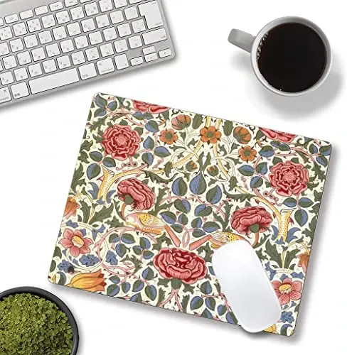 SANWUMIAN Mouse Pad, Floral Mouse Pad, Square Mouse Mat Waterproof Mousepad Non-Slip Rubber Base Mouse Pads for Office Laptop, William Morris Flowers - 2