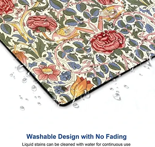 SANWUMIAN Mouse Pad, Floral Mouse Pad, Square Mouse Mat Waterproof Mousepad Non-Slip Rubber Base Mouse Pads for Office Laptop, William Morris Flowers - 4